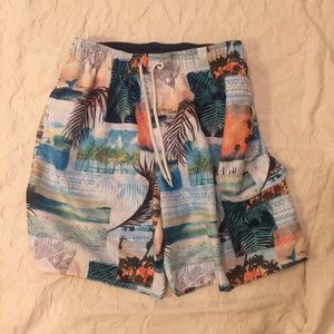 Abstract Palm Print Sz M Men Swim Trunks